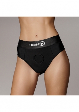 Vibrating Strap-on Thong, Removable Straps - Black - XS/S